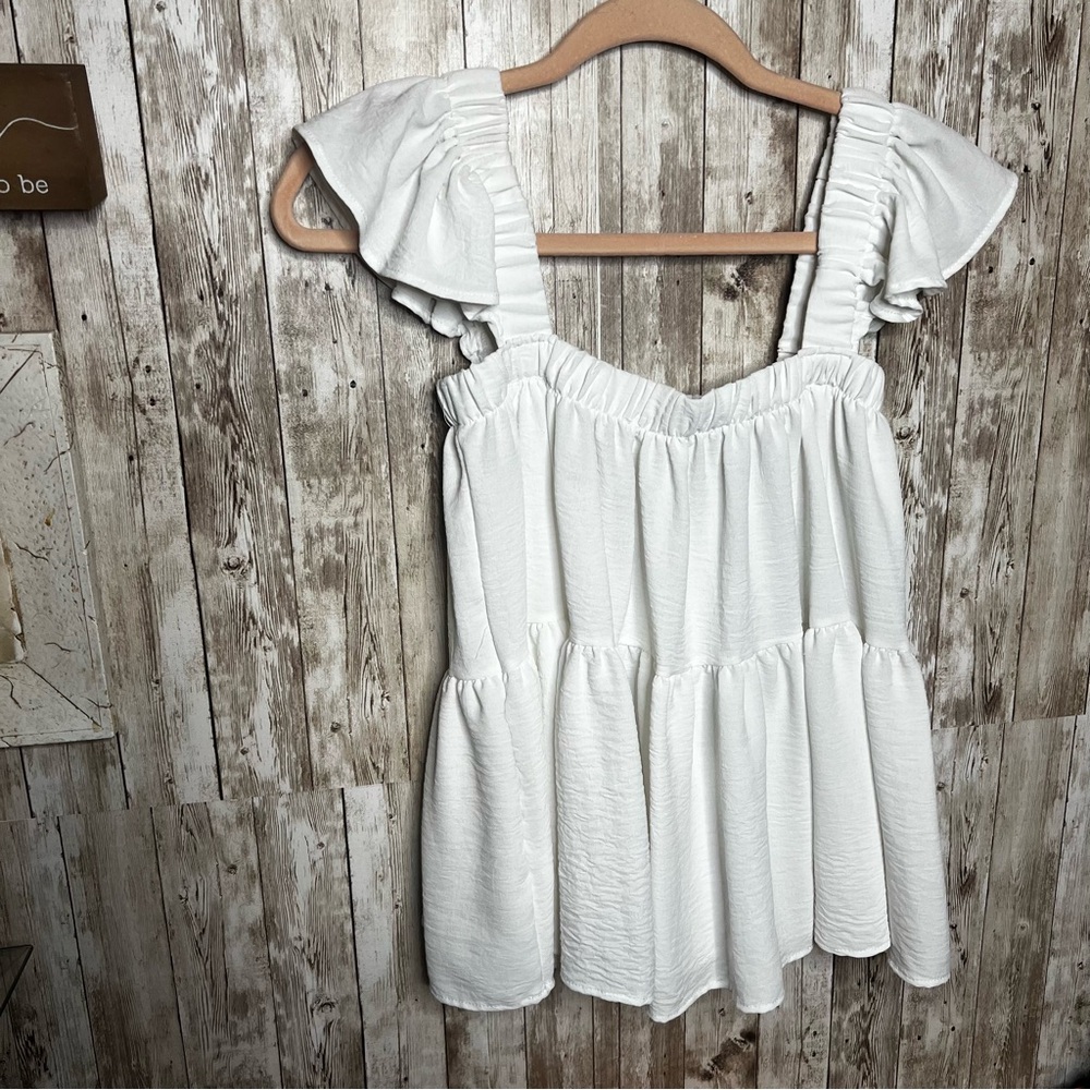 Altar’d State White Ruffle‎ Sleeve Blouse - Picture 4 of 5